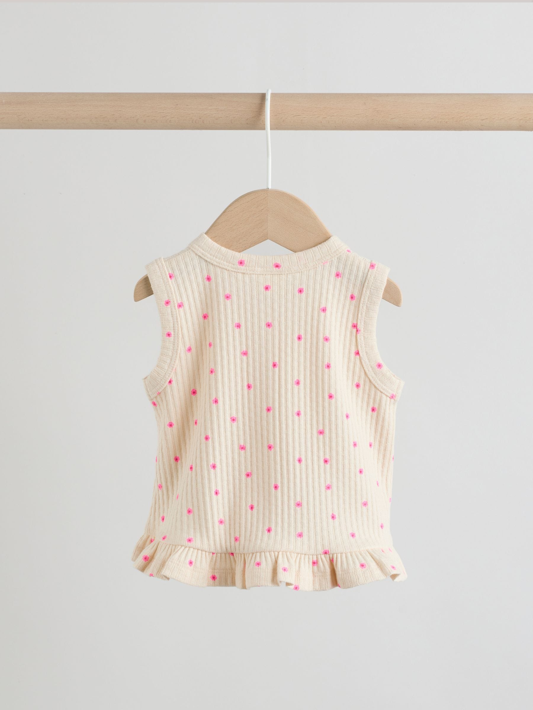 Pink Flower Rib Baby Top And Wide Leg Trousers Set 2 Piece (0mths-2yrs) image 5