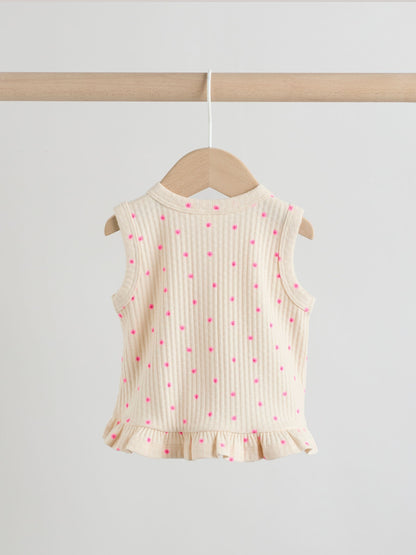 Pink Flower Rib Baby Top And Wide Leg Trousers Set 2 Piece (0mths-2yrs) image 5