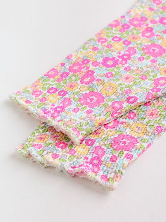 Pink Flower Rib Top and Leggings Baby Set 2 Piece (0mths-2yrs) image 3