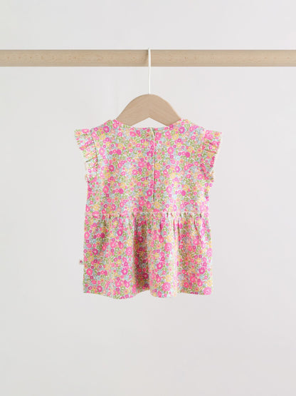 Pink Flower Rib Top and Leggings Baby Set 2 Piece (0mths-2yrs) image 3