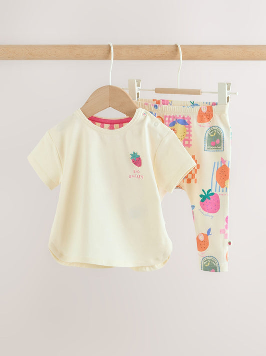 White Berry Short Sleeve Baby Top and Leggings 2 Piece Set (0mths-2yrs) image 1
