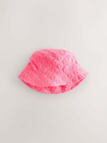 Pink/Orange Fluro Towelling Baby Bucket Hat 2 Pack (0mths-2yrs) image 3