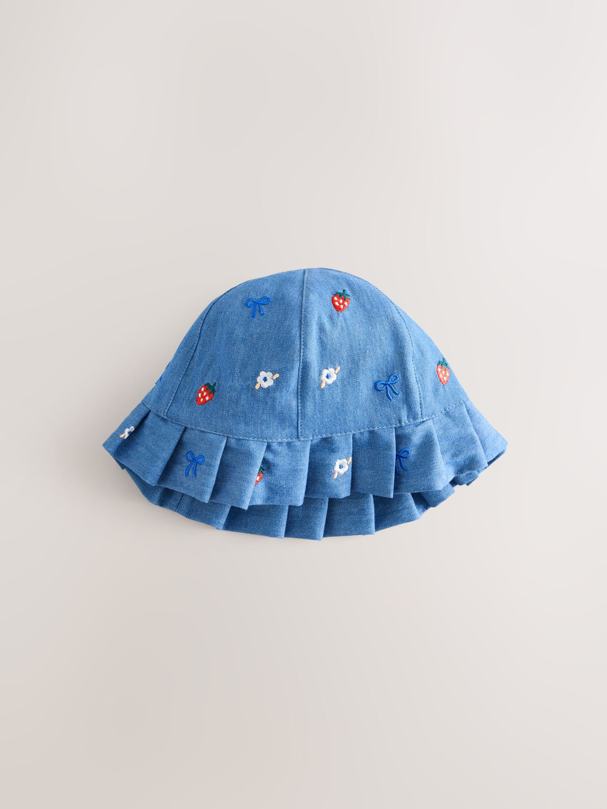 Blue and Red Embroidered Strawberry Baby Bucket Hats 2 Pack image 2