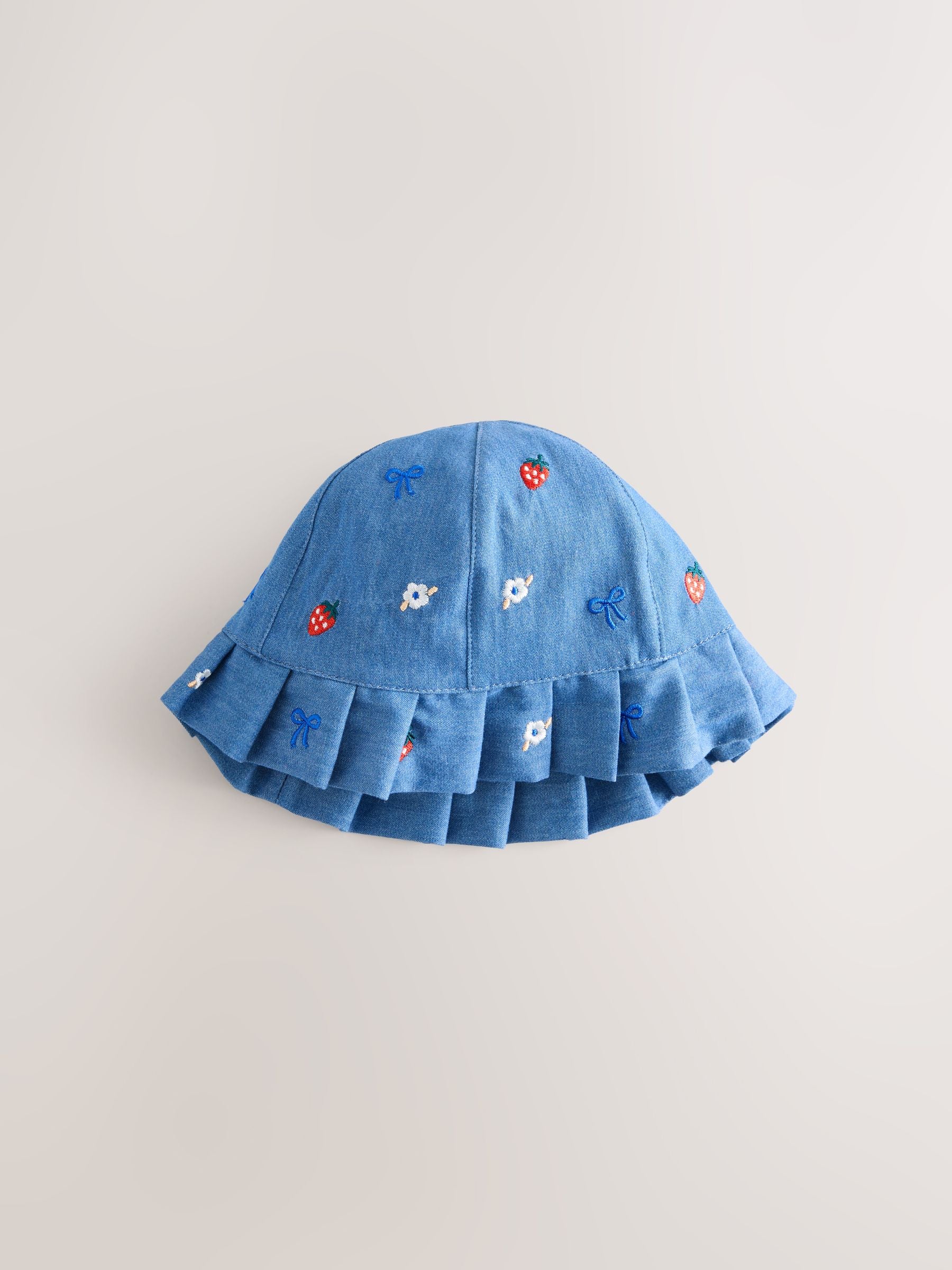 Blue and Red Embroidered Strawberry Baby Bucket Hats 2 Pack image 2