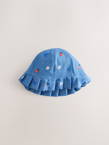 Blue and Red Embroidered Strawberry Baby Bucket Hats 2 Pack image 2