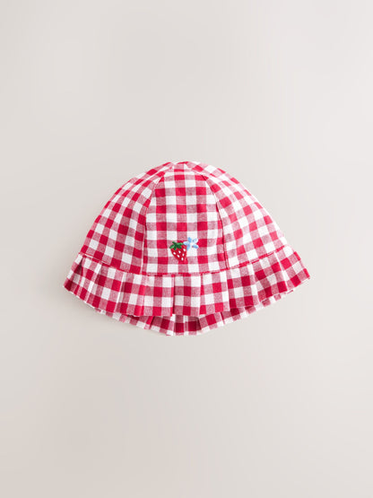 Blue and Red Embroidered Strawberry Baby Bucket Hats 2 Pack image 3