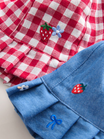 Blue and Red Embroidered Strawberry Baby Bucket Hats 2 Pack image 4