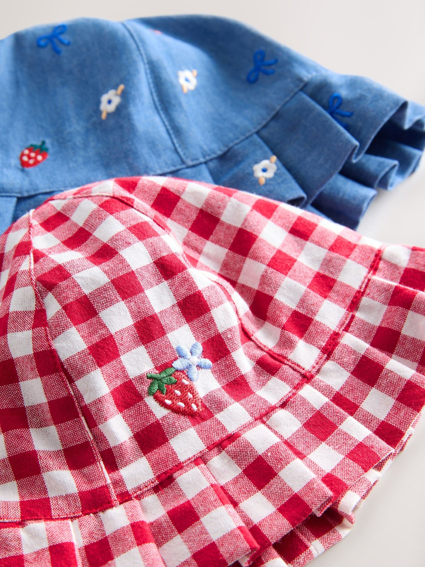 Blue and Red Embroidered Strawberry Baby Bucket Hats 2 Pack image 5