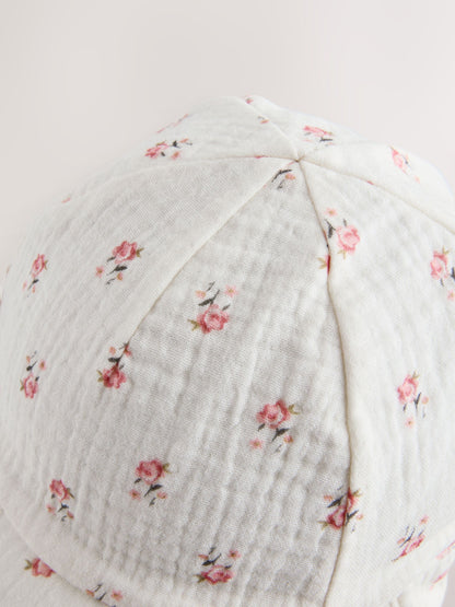 White Floral Woven Legionnaire Baby Hat image 3