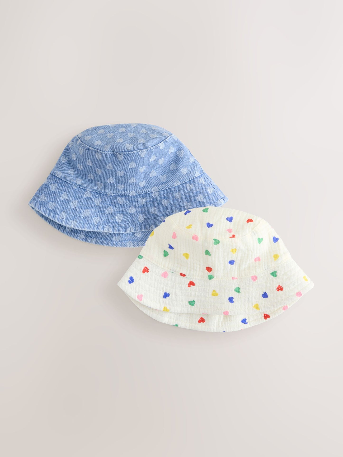 White/Blue Baby Bucket Hats 2 Pack (0mths-2yrs) image 1