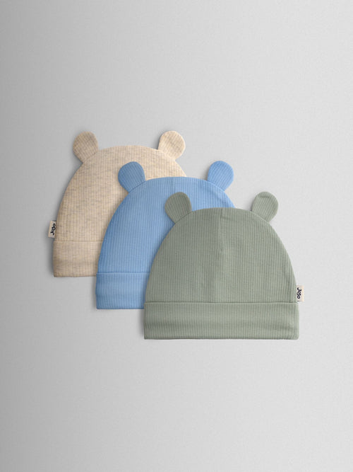 JoJo Maman Bébé Green 3-Pack Bear Hat image 1