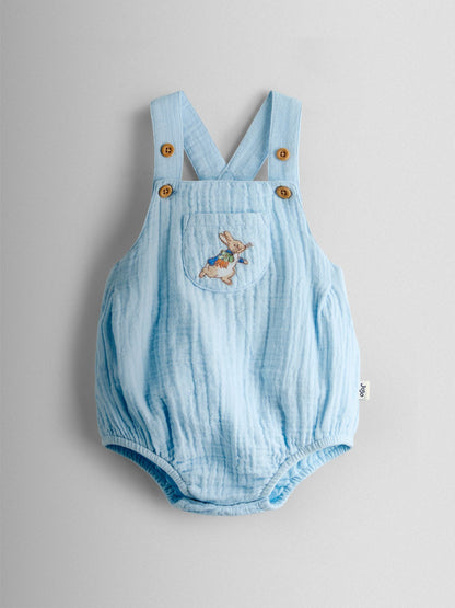 JoJo Maman Bébé Blue Peter Rabbit™ Cheesecloth Dungaree & Body Set image 5
