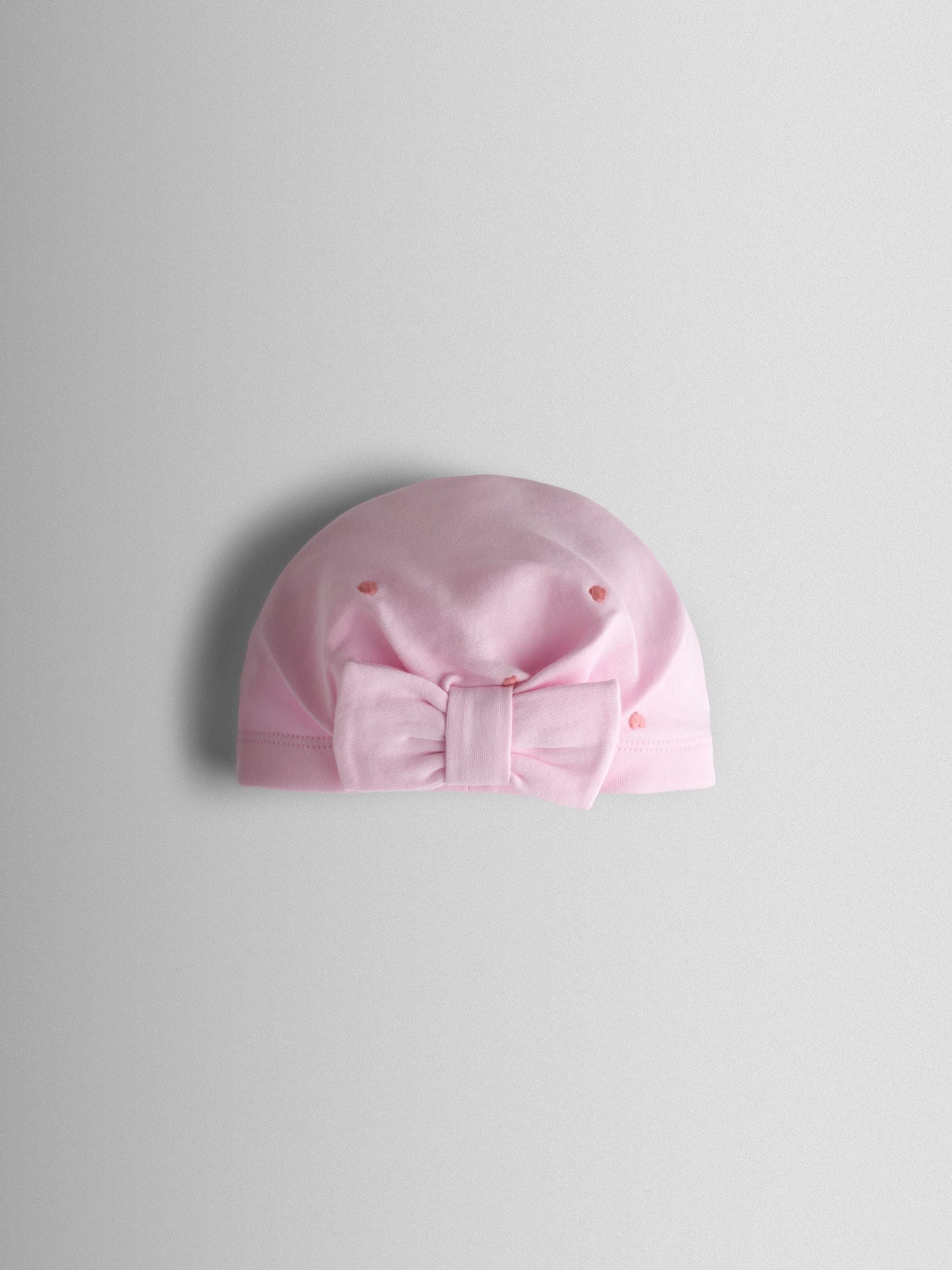 JoJo Maman Bébé Pink Heart Embroidered Cotton Footed Sleepsuit and Bonnet Set image 4
