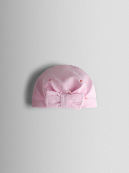 JoJo Maman Bébé Pink Heart Embroidered Cotton Footed Sleepsuit and Bonnet Set image 4