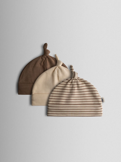 JoJo Maman Bébé Brown 3-Pack Hat image 1