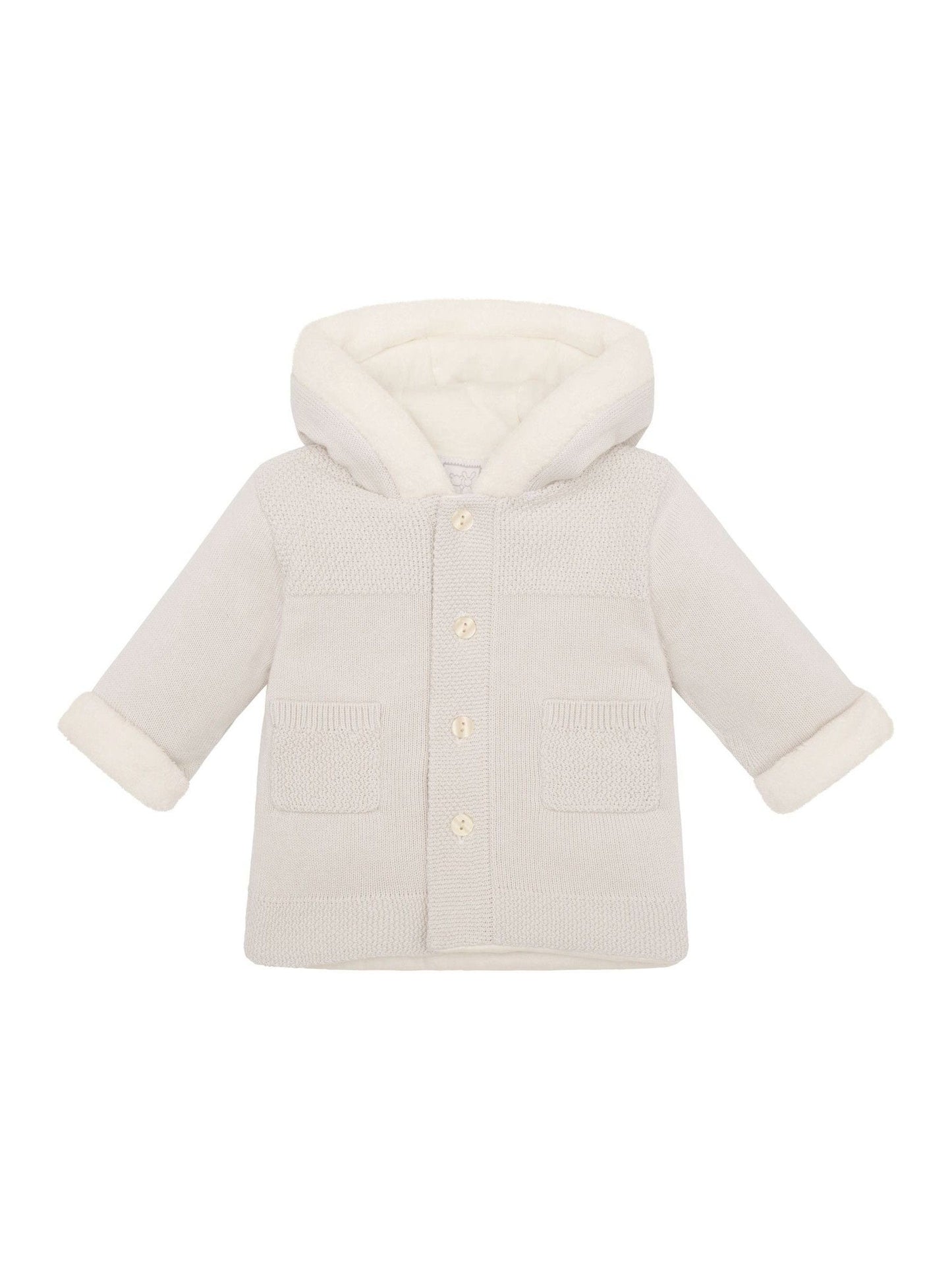 Dsiney Kidz - Emile Et Rose Natural Knitted Hooded Jacket With Fur Trim image 2