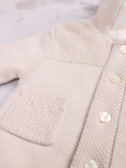 Dsiney Kidz - Emile Et Rose Natural Knitted Hooded Jacket With Fur Trim image 5