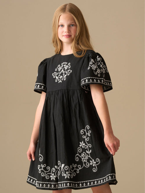 Dsiney Kidz - Angel & Rocket Black Reyna Embroidered Balloon Sleeve Dress image 1
