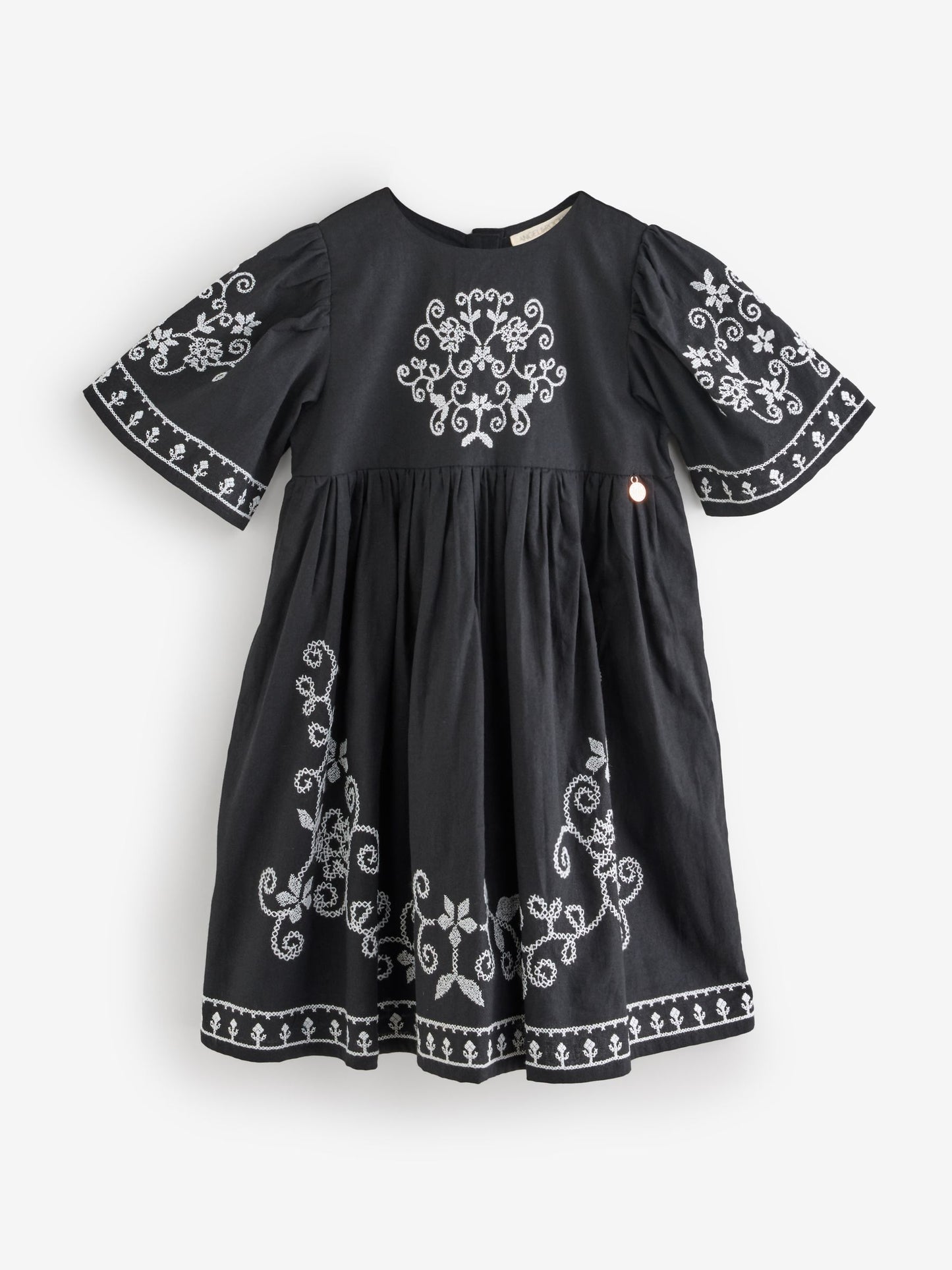 Angel & Rocket Black Reyna Embroidered Balloon Sleeve Dress image 5