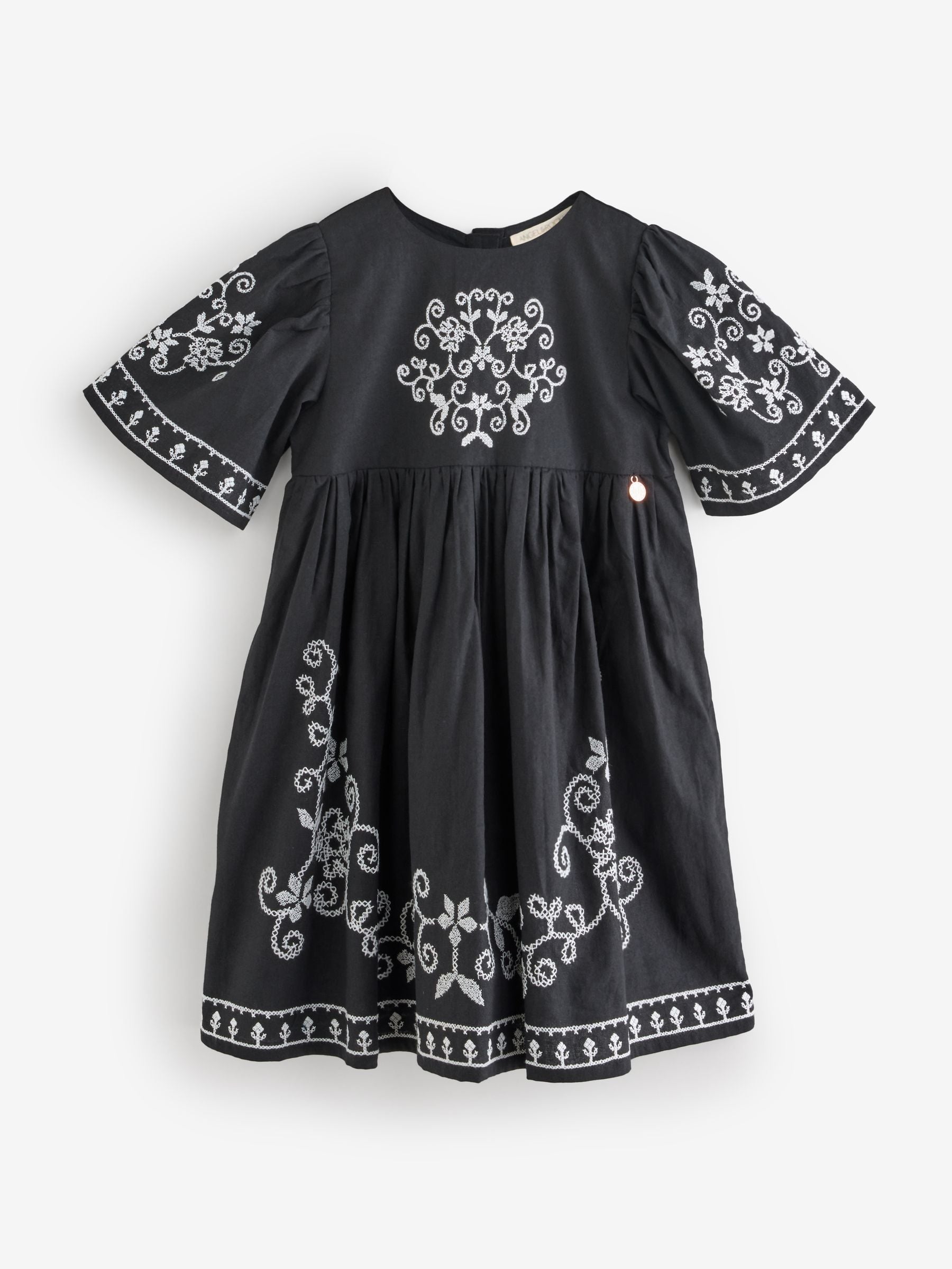 Angel & Rocket Black Reyna Embroidered Balloon Sleeve Dress image 5