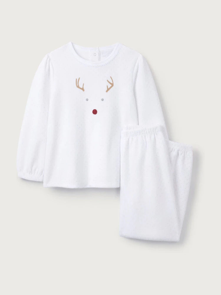 The White Company Velour Jingles Relaxed Fit White Pyjamas