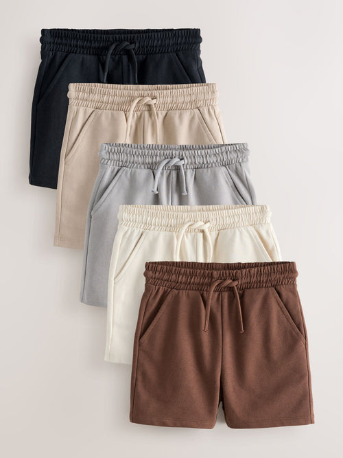 Chocolate Brown/Black/Stone/Grey Jersey Shorts 5 Pack (3mths-7yrs) image 1