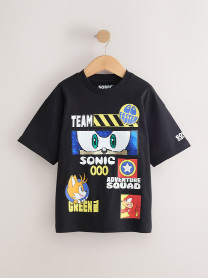 Dsiney Kidz - Black Sequin Sonic T-Shirt (3-16yrs) image 1