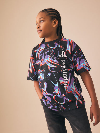 Dsiney Kidz - Black/Multi Cotton Playstation Short Sleeve T-Shirt (3-16yrs) image 1