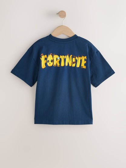 Dsiney Kidz - Navy Peely Fortnite Print Short Sleeved T-Shirt (4-16yrs) image 2