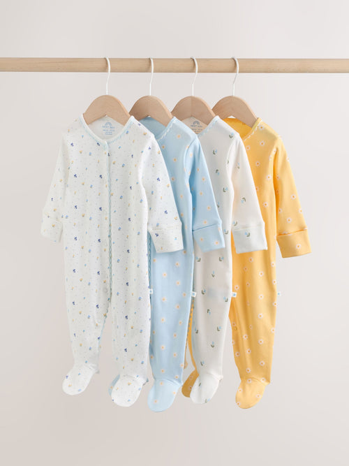 Blue/Yellow Baby Sleepsuits 4 Pack (0mths-2yrs) image 1