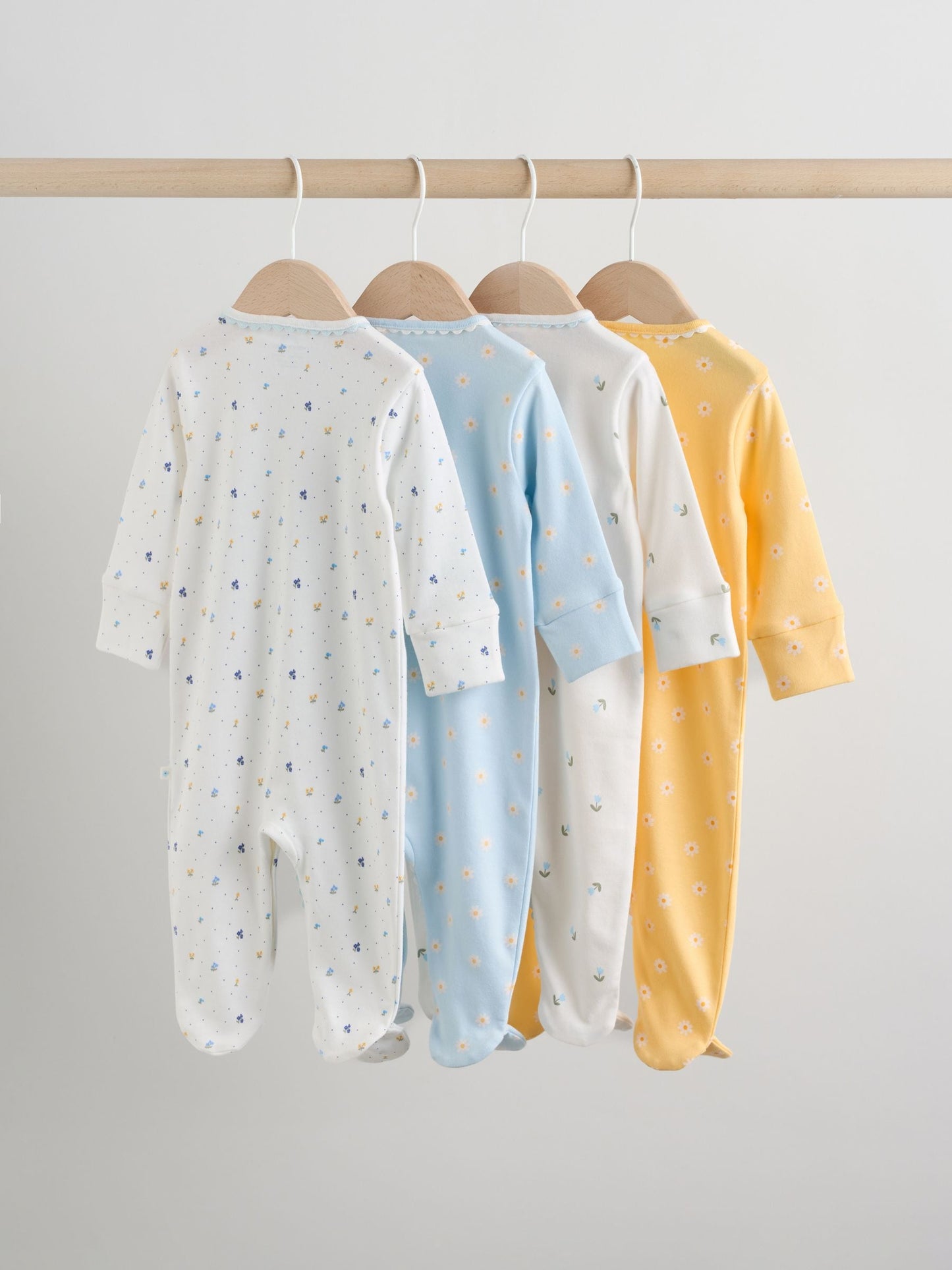 Blue/Yellow Baby Sleepsuits 4 Pack (0mths-2yrs) image 2