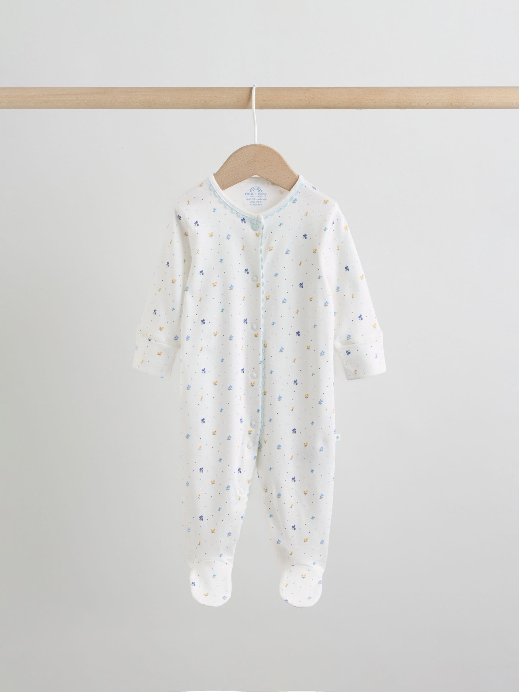 Blue/Yellow Baby Sleepsuits 4 Pack (0mths-2yrs) image 3