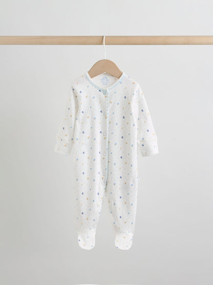 Blue/Yellow Baby Sleepsuits 4 Pack (0mths-2yrs) image 3