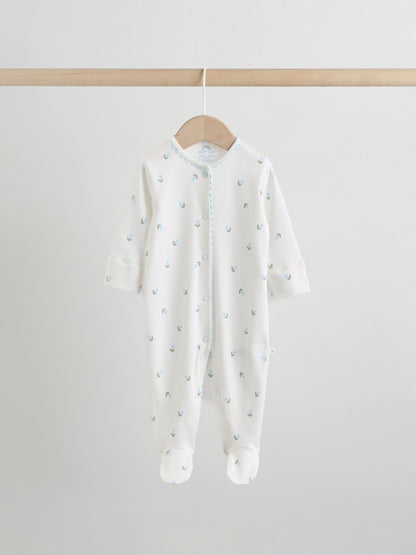 Blue/Yellow Baby Sleepsuits 4 Pack (0mths-2yrs) image 6