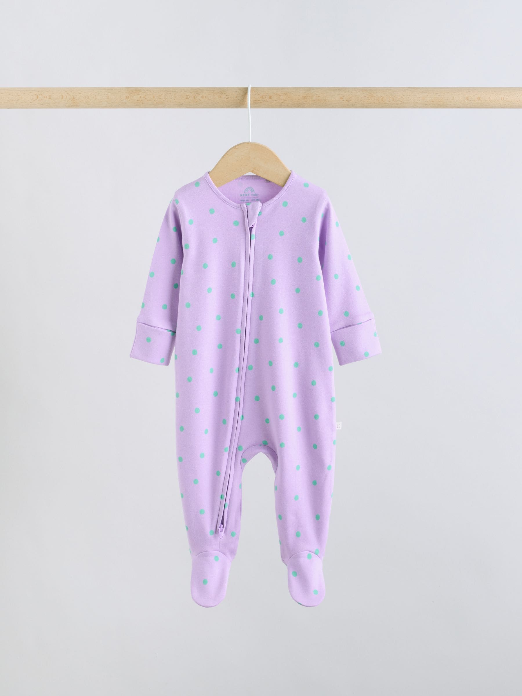 Purple/Orange Two Way Zip Baby Sleepsuit 5 Pack (0-2yrs) image 3