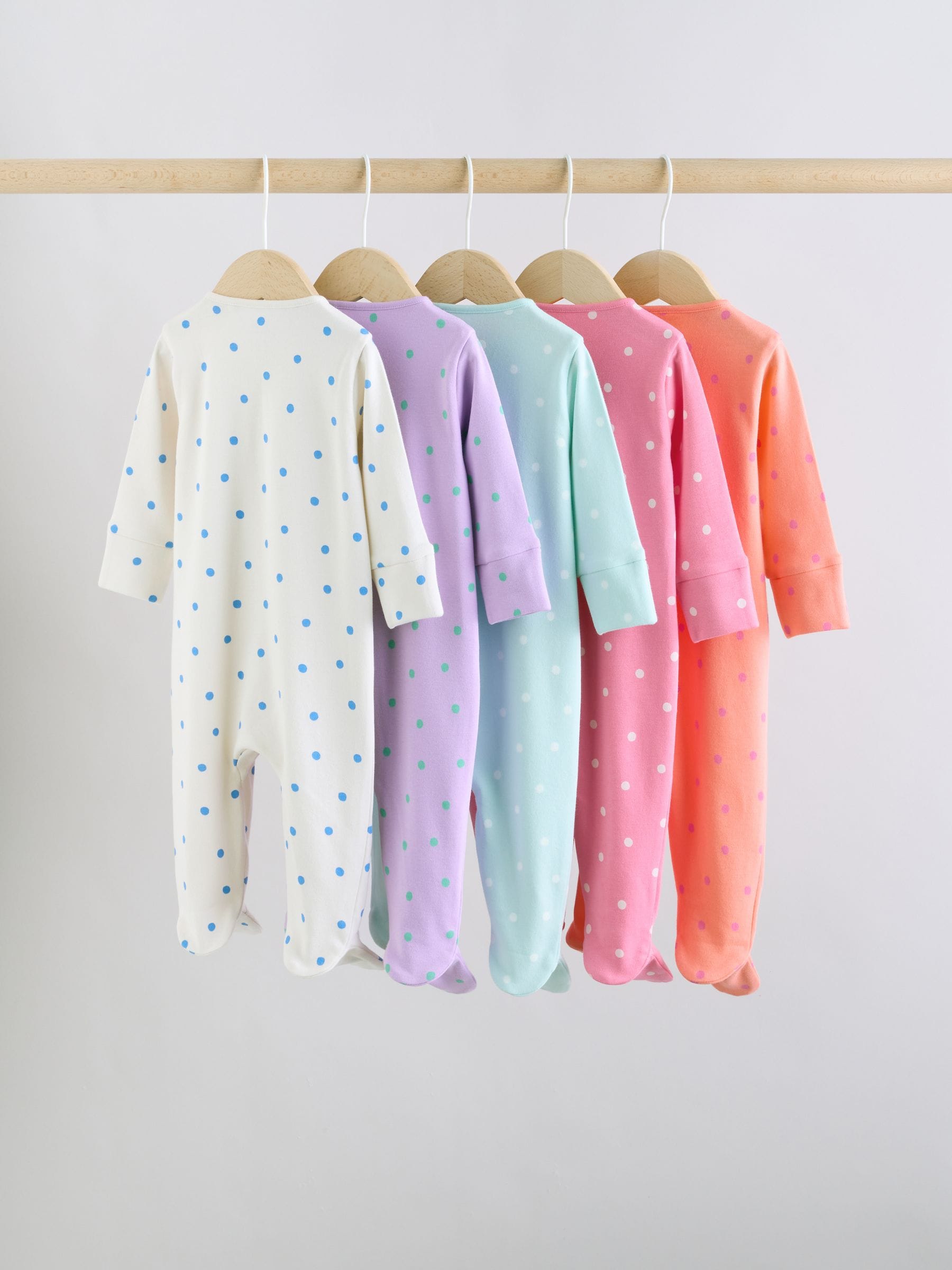 Purple/Orange Two Way Zip Baby Sleepsuit 5 Pack (0-2yrs) image 7