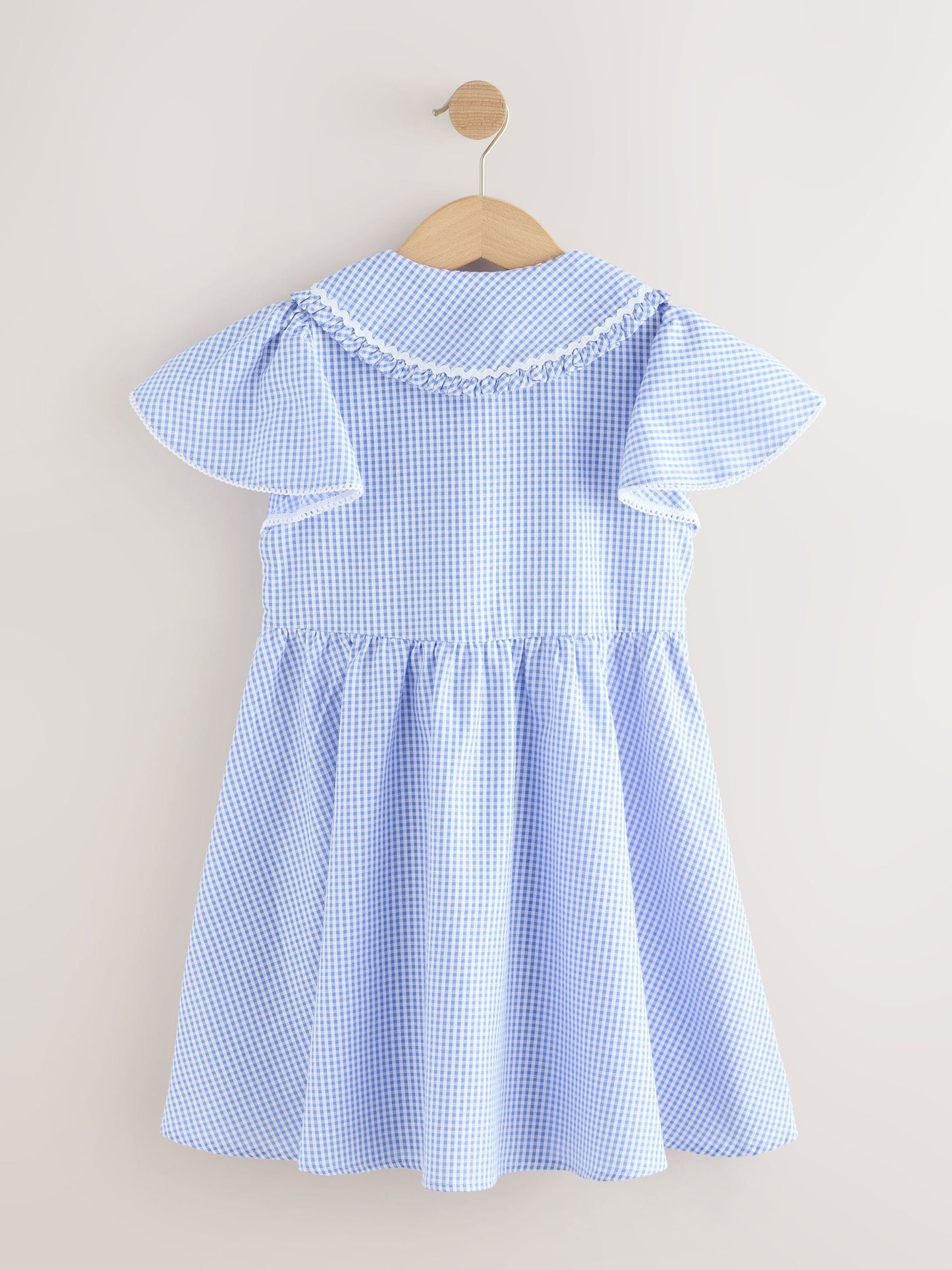 Blue Gingham Cotton Rich Angel Sleeve School Dress (3-14yrs) image 6