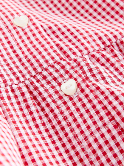 Red Gingham Cotton Rich Angel Sleeve School Dress (3-14yrs) image 7