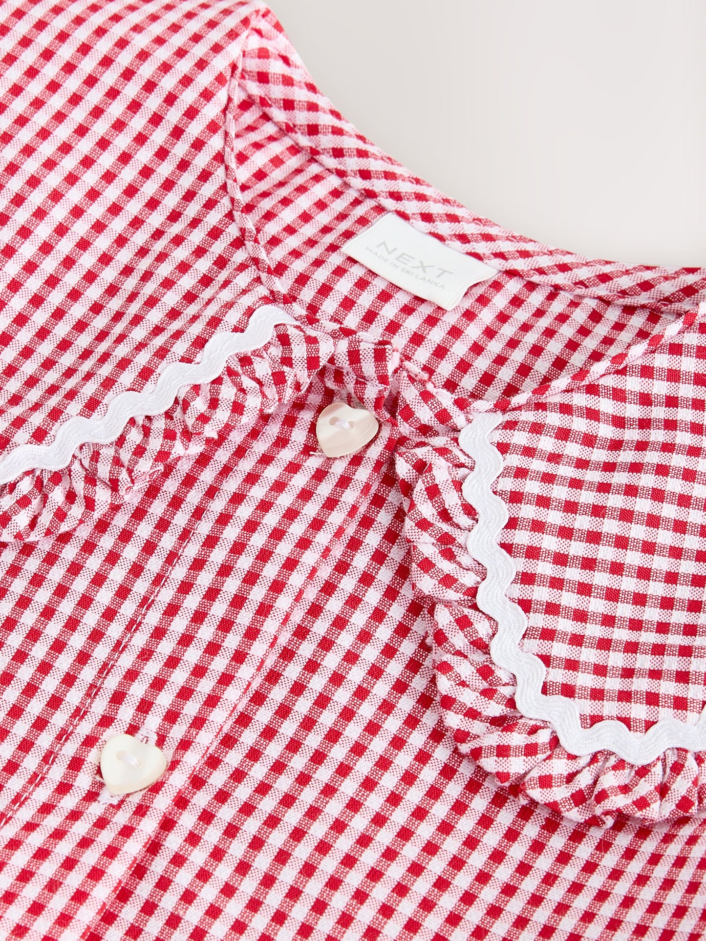 Red Gingham Cotton Rich Angel Sleeve School Dress (3-14yrs) image 8