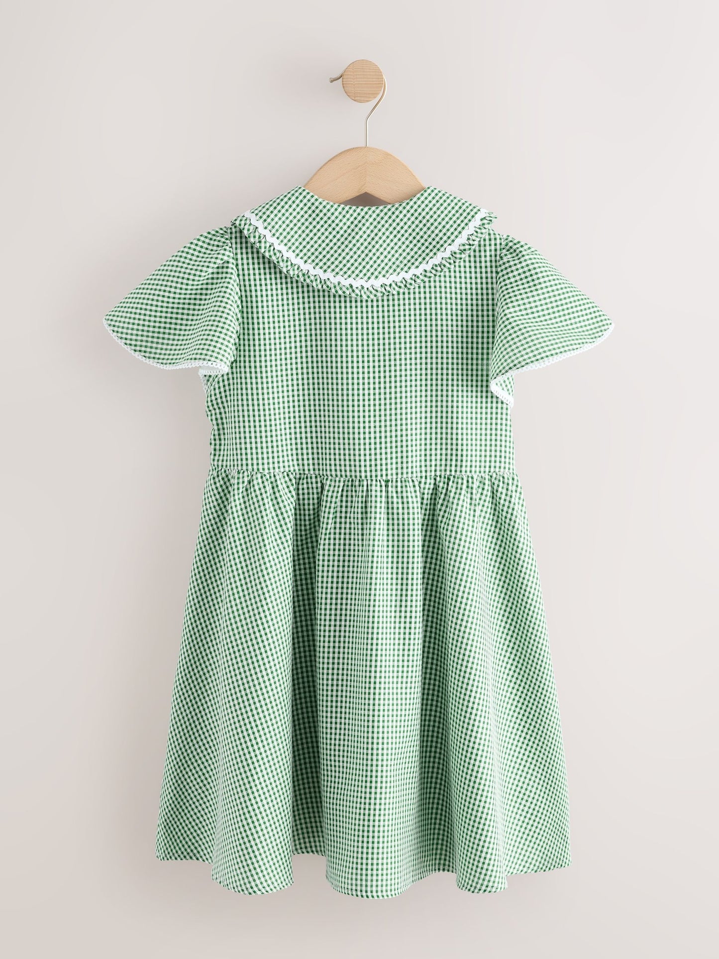 Green Gingham Cotton Rich Angel Sleeve School Dress (3-14yrs) image 7