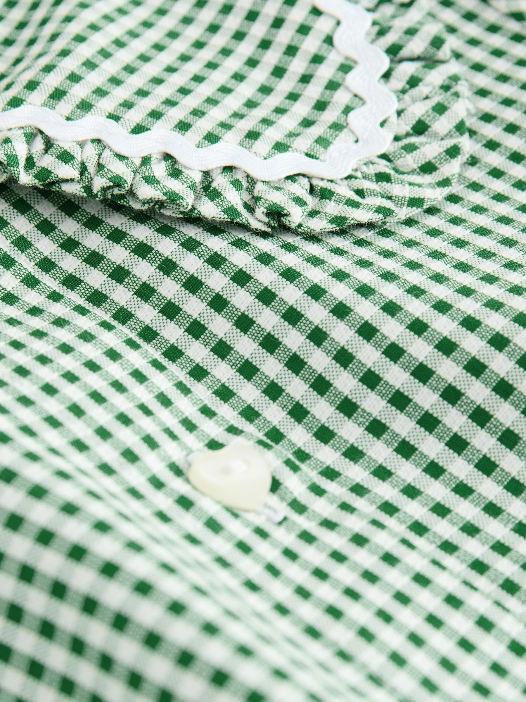 Green Gingham Cotton Rich Angel Sleeve School Dress (3-14yrs) image 8