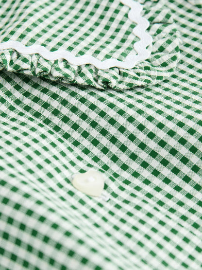 Green Gingham Cotton Rich Angel Sleeve School Dress (3-14yrs) image 8
