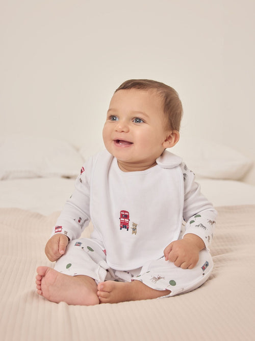 The White Company White Sightseeing London Sleepsuit & Bib Set image 1