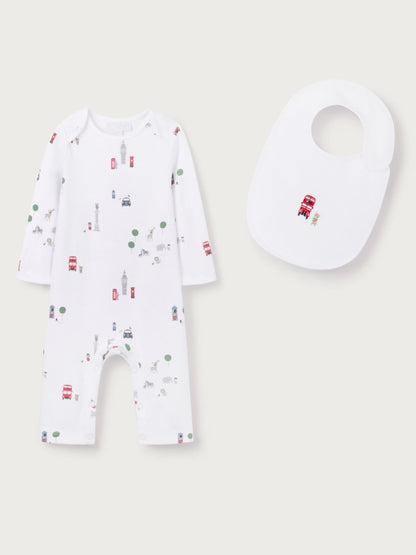 The White Company White Sightseeing London Sleepsuit & Bib Set image 4