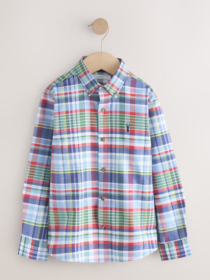 Dsiney Kidz - Blue Preppy Check Long Sleeve Oxford Check Shirt (3-16yrs) image 1