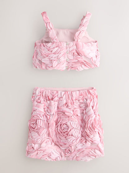 Baker by Ted Baker 3D Textured Floral Top & Skirt 2 Piece Set image 8