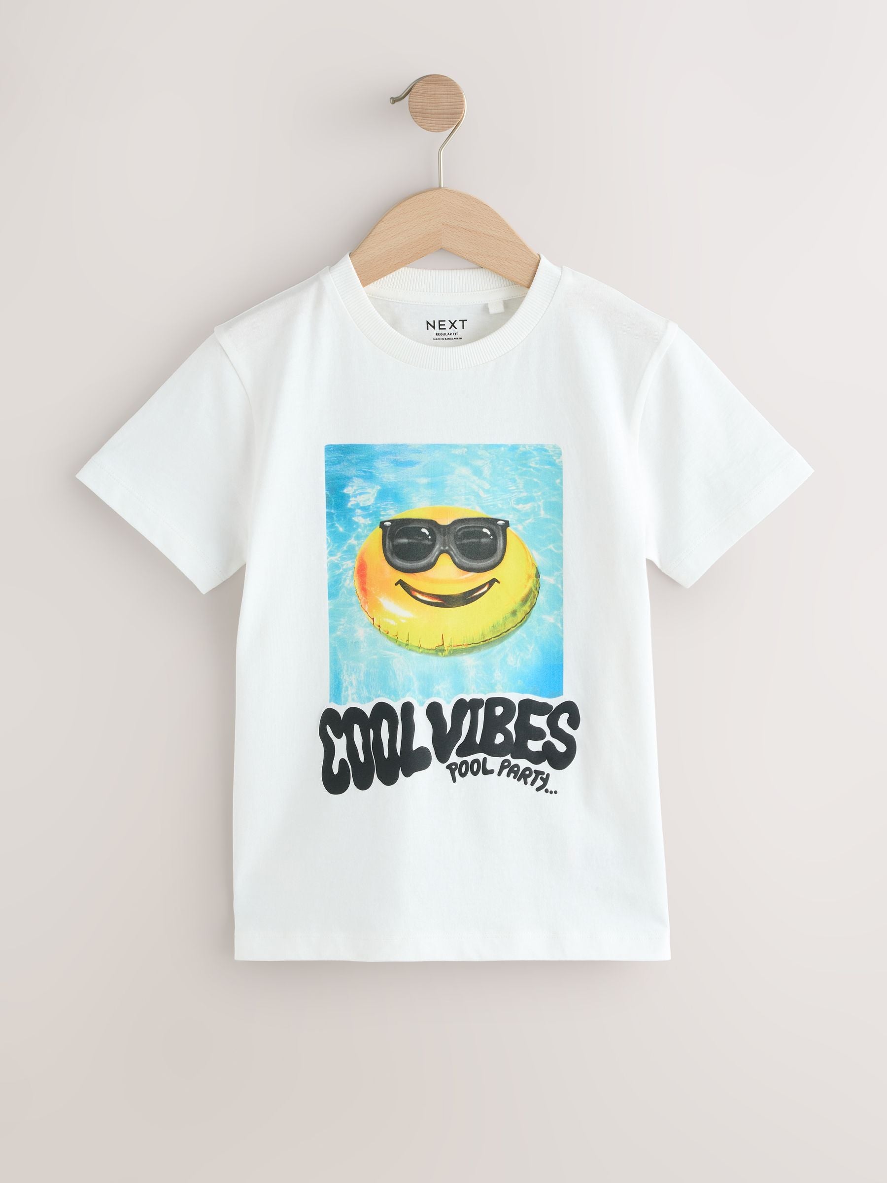 Dsiney Kidz - White Cool Vibes Regular Fit Short Sleeve Graphic Print T-Shirt (3-16yrs) image 1