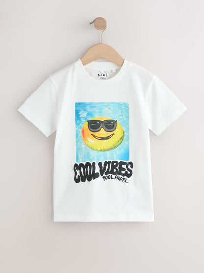 Dsiney Kidz - White Cool Vibes Regular Fit Short Sleeve Graphic Print T-Shirt (3-16yrs) image 1