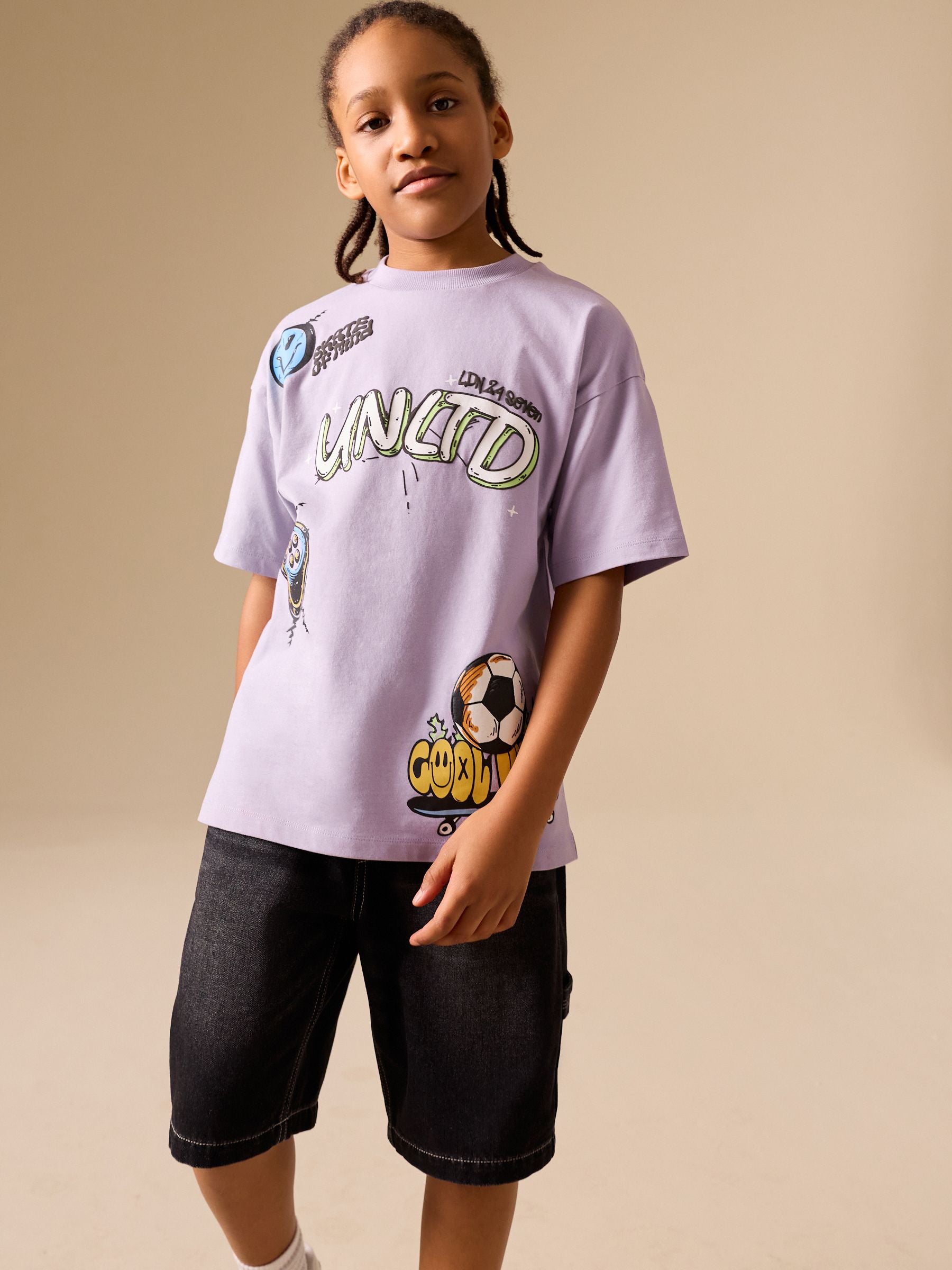 Dsiney Kidz - Lilac Purple Short Sleeve Graphic T-Shirt (3-16yrs) image 1