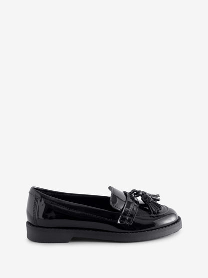 Off The Hook Black Ellen Patent Leather Slip-On Tassel Loafer School Shoes image 1